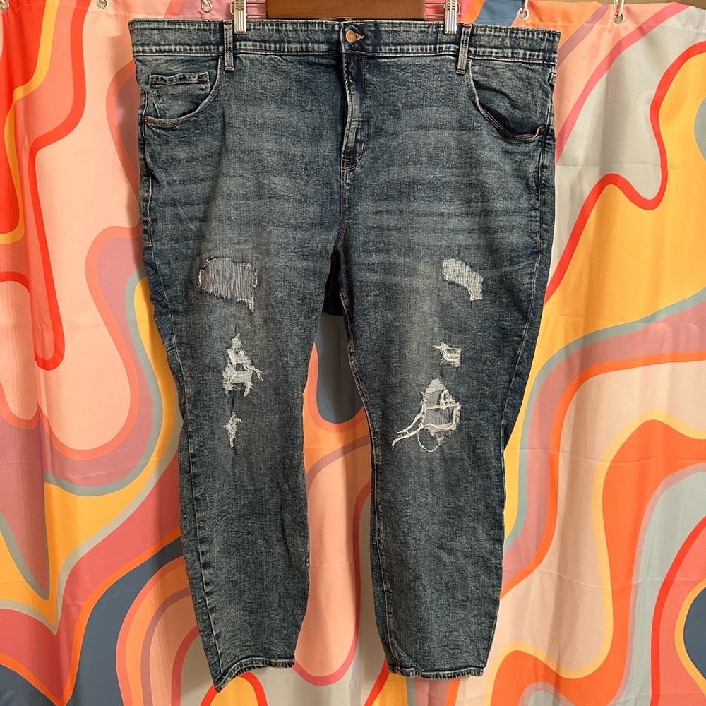 Old Navy Acid Wash Distressed Rockstar Super Skinny Jeans 30 Plus